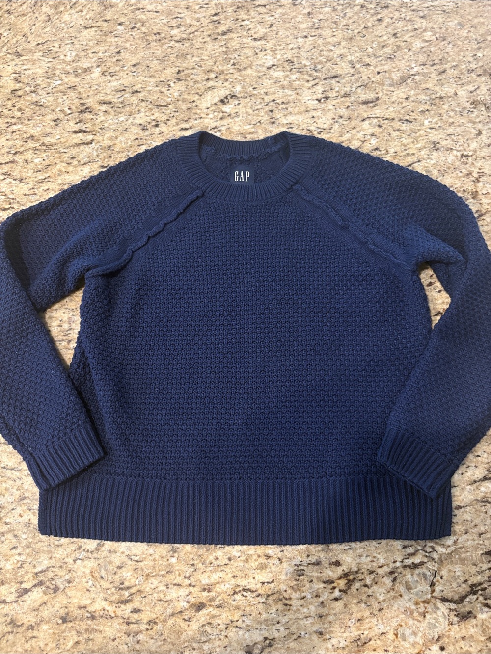 GAP Women's Navy Textured Crewneck Sweater